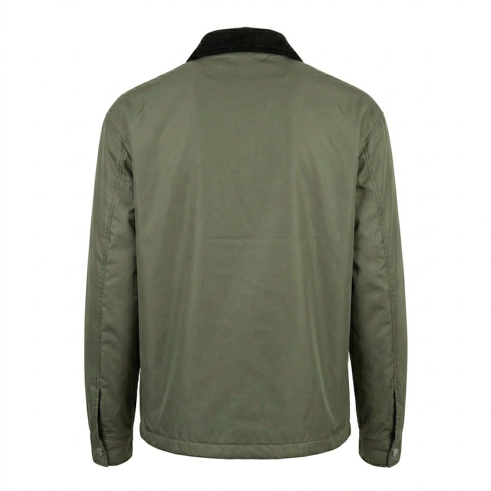 Prada Re-Nylon snap button overshirt in Green, back product — The Quiet Edition
