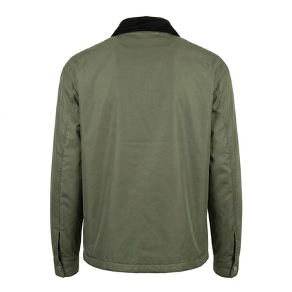 Prada Re-Nylon snap button overshirt in Green, back product — The Quiet Edition
