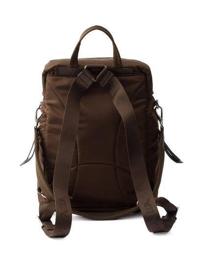 Prada Re-Nylon Backpack in Brown, back — The Quiet Edition
