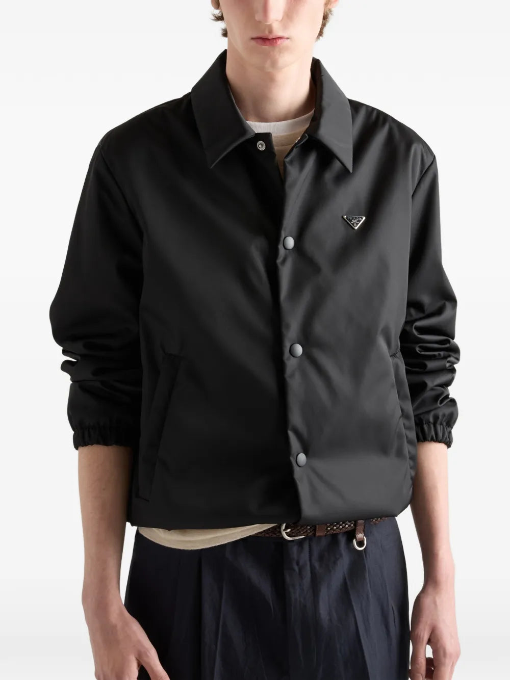 Prada Re-Nylon Blouson Jacket, worn front view | The Quiet Edition