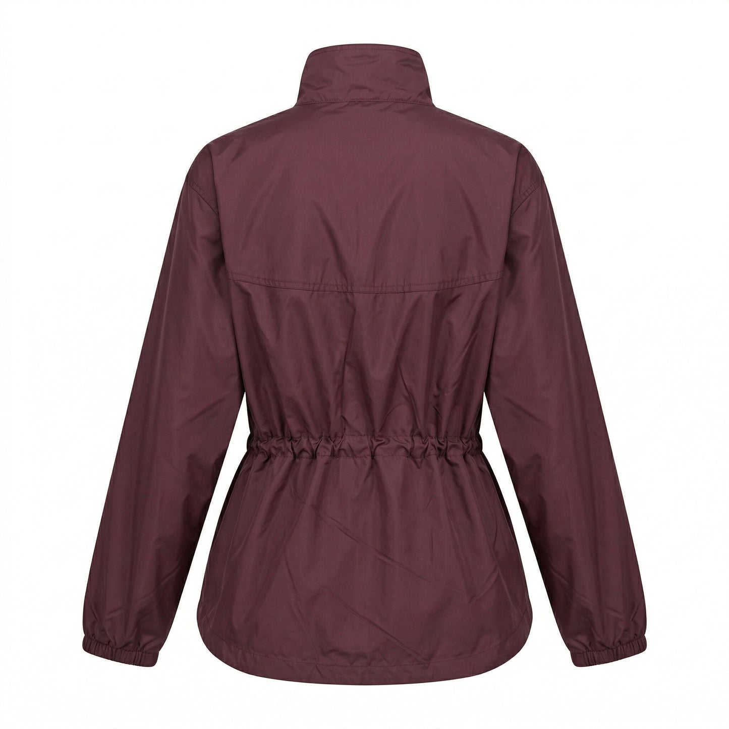 Prada Re-Nylon blouson jacket in burgundy, back view — The Quiet Edition