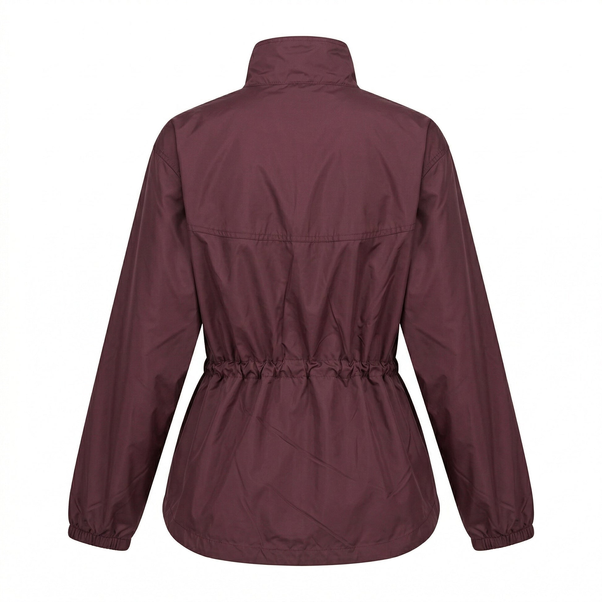 Prada Re-Nylon blouson jacket in burgundy, back view — The Quiet Edition