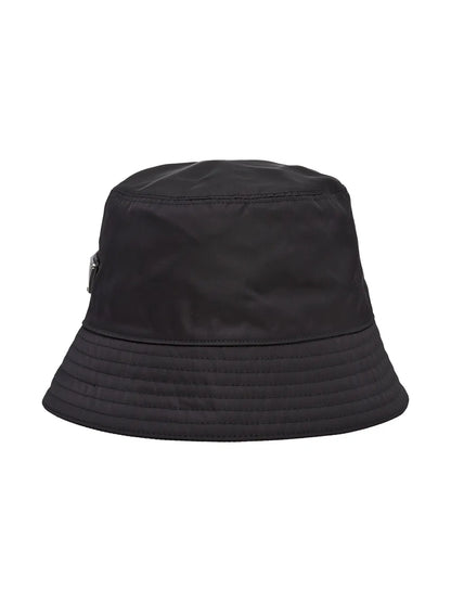 Prada Re-Nylon Bucket Hat in Black, back — The Quiet Edition