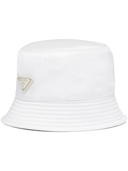Prada Re-Nylon Bucket Hat in White, front — The Quiet Edition