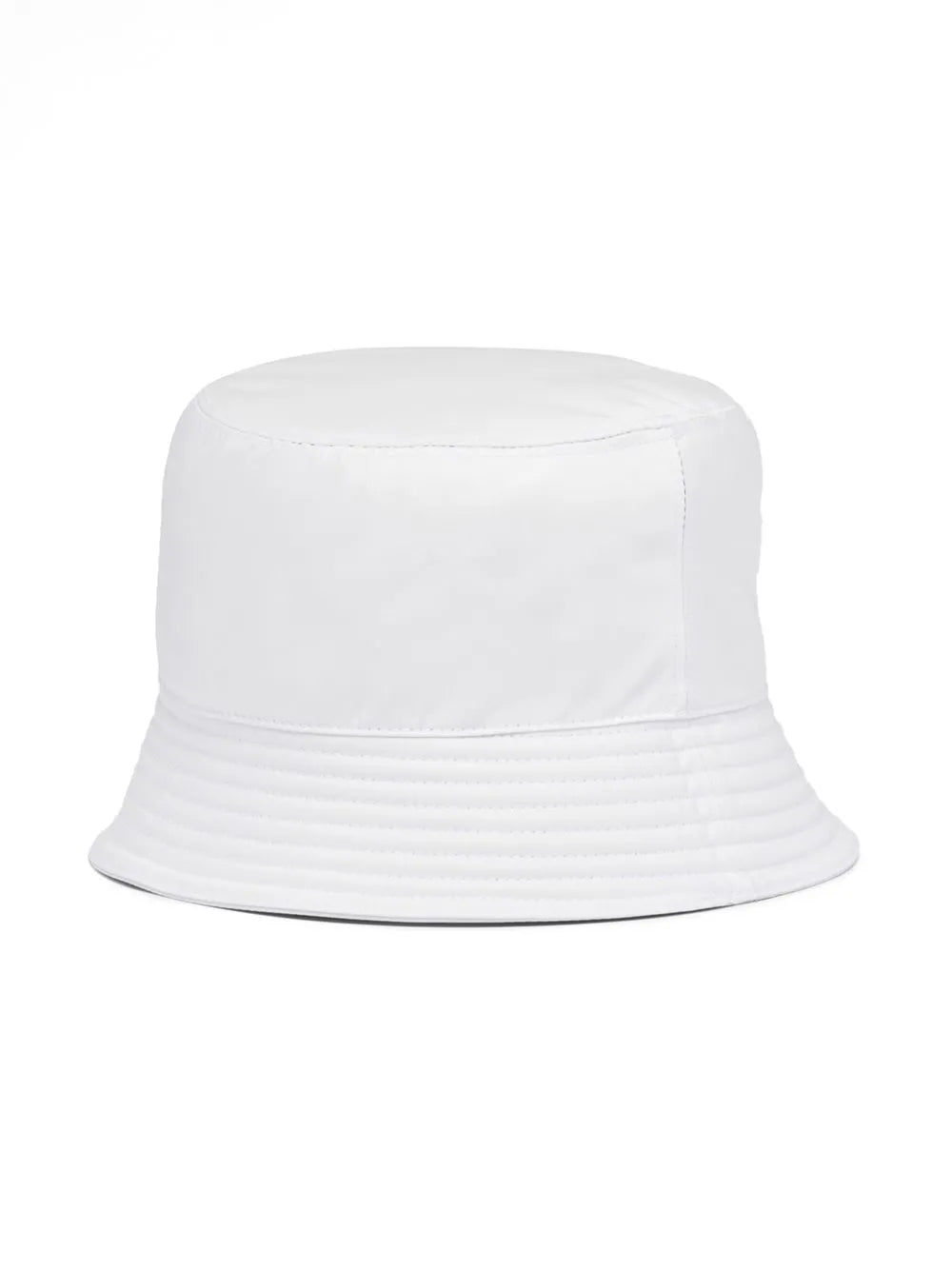 Prada Re-Nylon Bucket Hat in White, side — The Quiet Edition