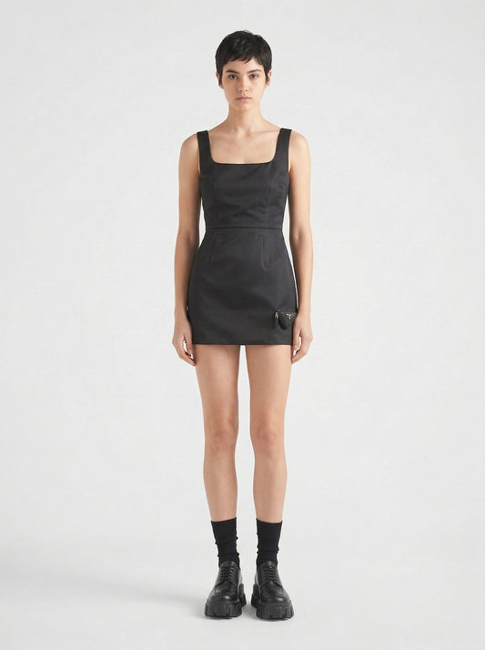 Prada Re-Nylon mini dress, model front — The Quiet Edition