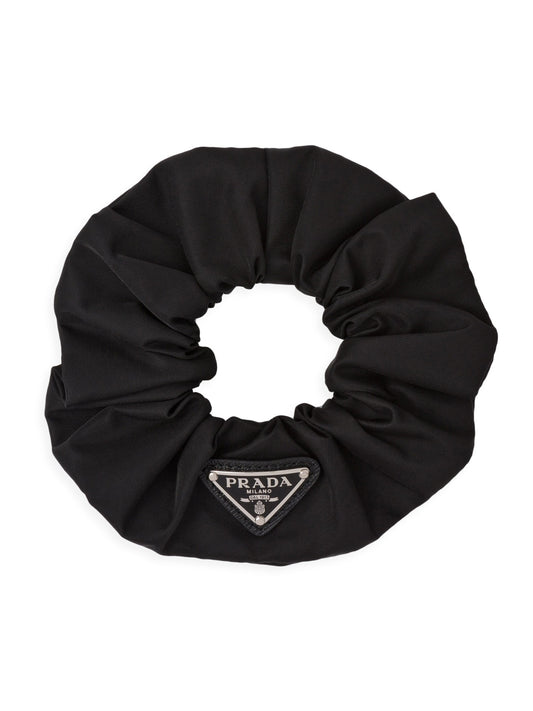 Prada Re-Nylon Scrunchie in Black, front — The Quiet Edition