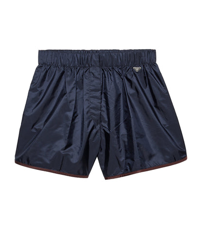 Prada Re-Nylon Shorts — Blue in Blue, front — The Quiet Edition