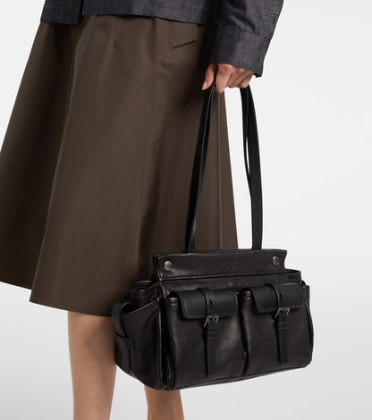 Prada Route Leather Tote Bag in Black, extra-7 — The Quiet Edition