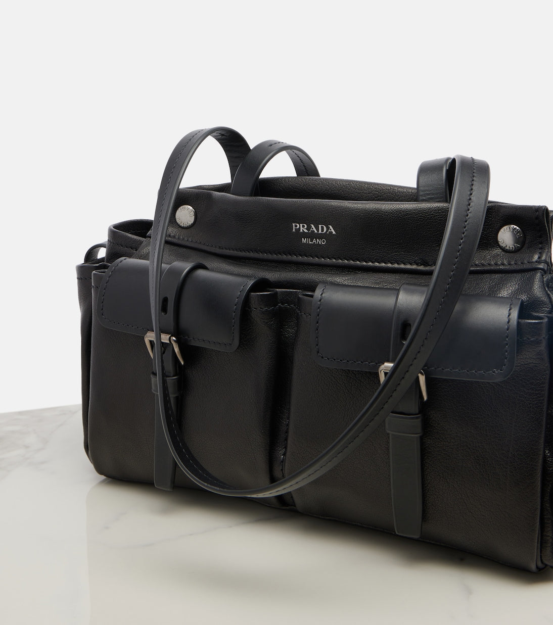 Prada Route Leather Tote Bag in Black, extra — The Quiet Edition