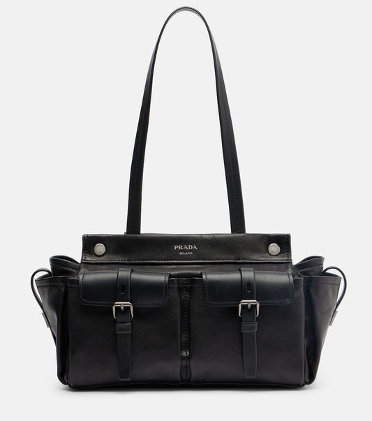 Prada Route Leather Tote Bag in Black, front — The Quiet Edition