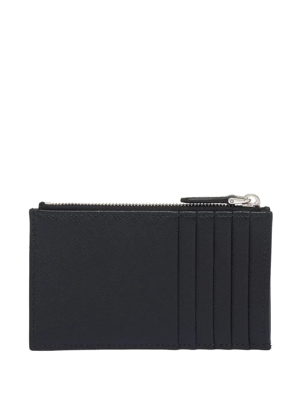 Prada Saffiano Leather Card Holder with silver hardware, back — The Quiet Edition