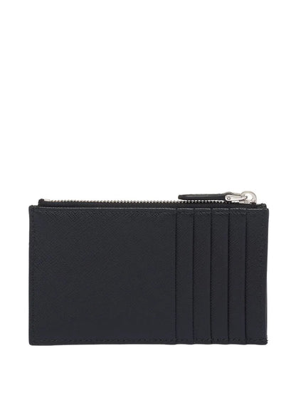 Prada Saffiano Leather Card Holder with silver hardware, back — The Quiet Edition