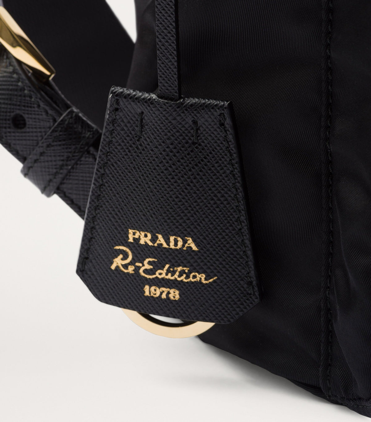 Prada Small Re-Edition 1978 Backpack in Black, detail — The Quiet Edition