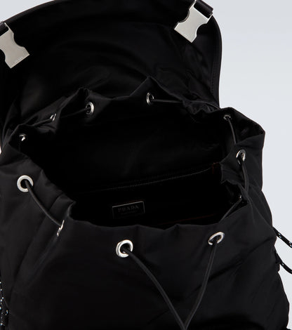 Prada Speedrock Re-Nylon backpack in black, interior view — The Quiet Edition