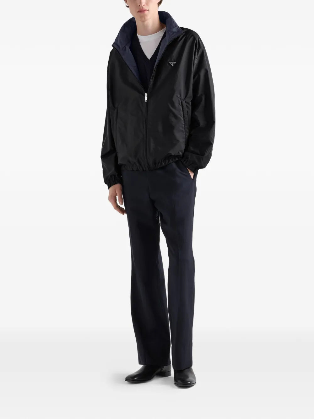 Prada Zip-Up Jacket in Black, back — The Quiet Edition