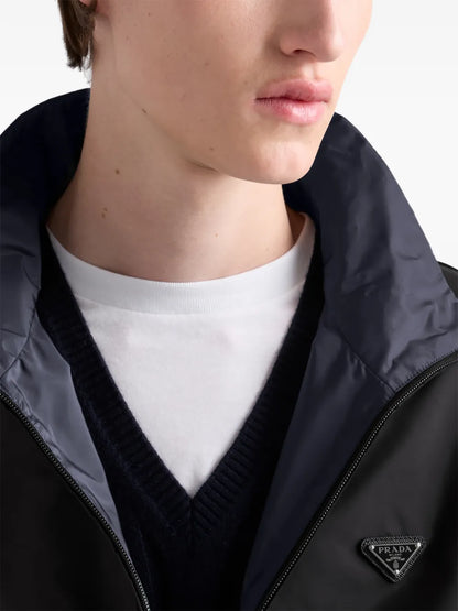 Prada Zip-Up Jacket in Black, detail — The Quiet Edition