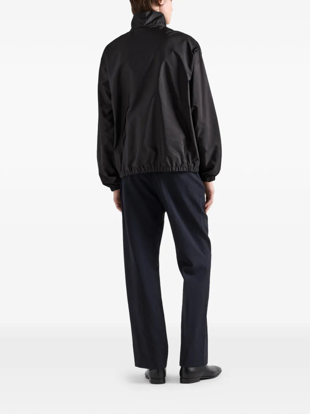 Prada Zip-Up Jacket in Black, side — The Quiet Edition
