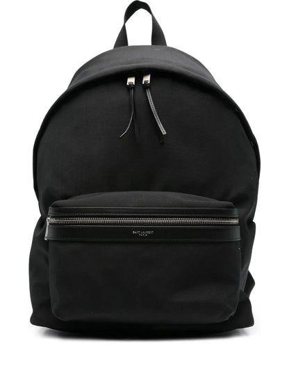 Saint Laurent Zip-Around City Backpack in Black, front — The Quiet Edition