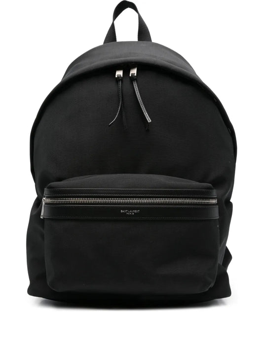 Saint Laurent Zip-Around City Backpack in Black, front — The Quiet Edition