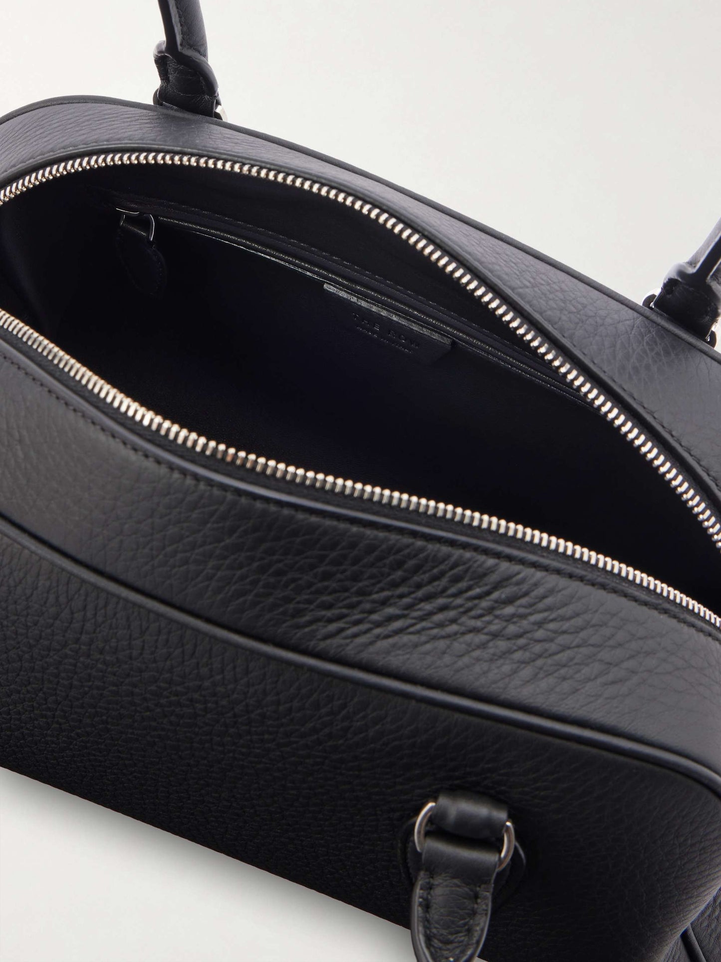 The Row Small E/W India Bag in Black, interior view | The Quiet Edition