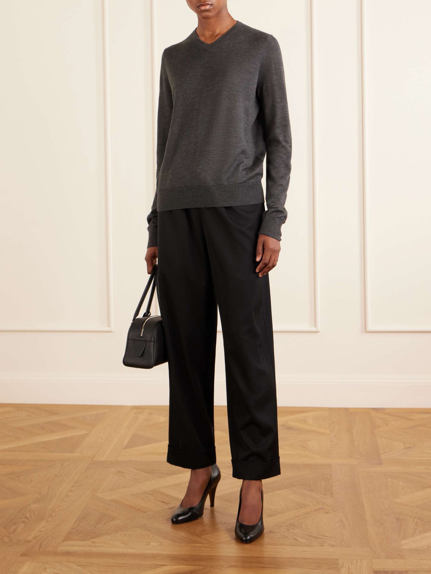 The Row Small E/W India Bag in Black, alternate view | The Quiet Edition