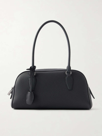 The Row Small E/W India Bag in Black, front view | The Quiet Edition