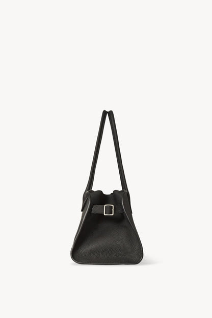The Row Margaux Shoulder 12 Bag in Black, side — The Quiet Edition