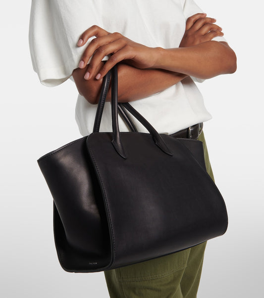 The Row Marlo 12 Leather Tote Bag in Black, back — The Quiet Edition