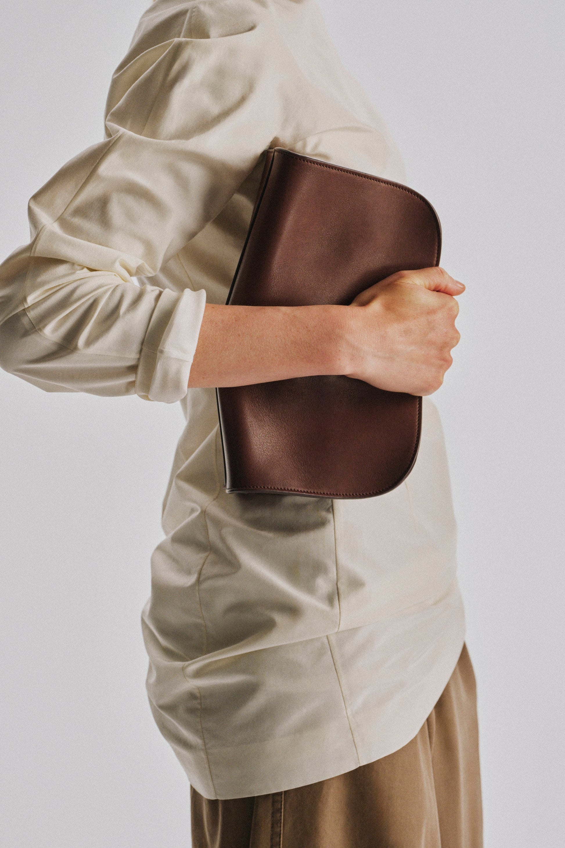 The Row Peggy Clutch in Burgundy, interior — The Quiet Edition