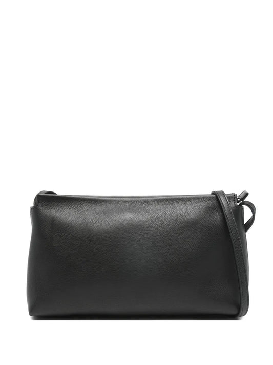 The Row Rene shoulder bag in black, angle view — The Quiet Edition