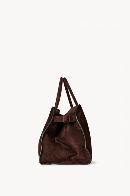 The Row Soft Margaux 15 Bag in Brown, side — The Quiet Edition