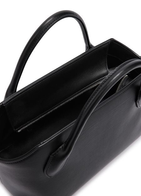 The Row Terrasse Bauletto Leather Bag in Black, detail — The Quiet Edition