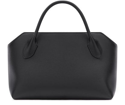 The Row Terrasse Bauletto Leather Bag in Black, front — The Quiet Edition