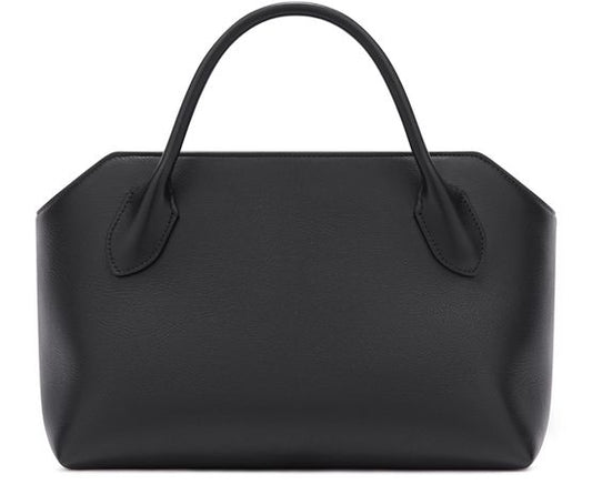 The Row Terrasse Bauletto Leather Bag in Black, front — The Quiet Edition