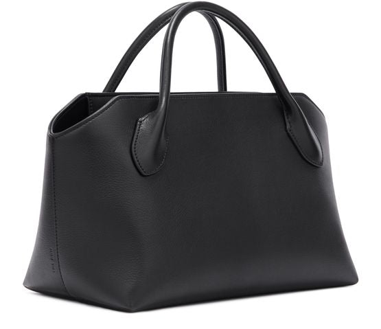 The Row Terrasse Bauletto Leather Bag in Black, side — The Quiet Edition