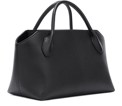 The Row Terrasse Bauletto Leather Bag in Black, side — The Quiet Edition