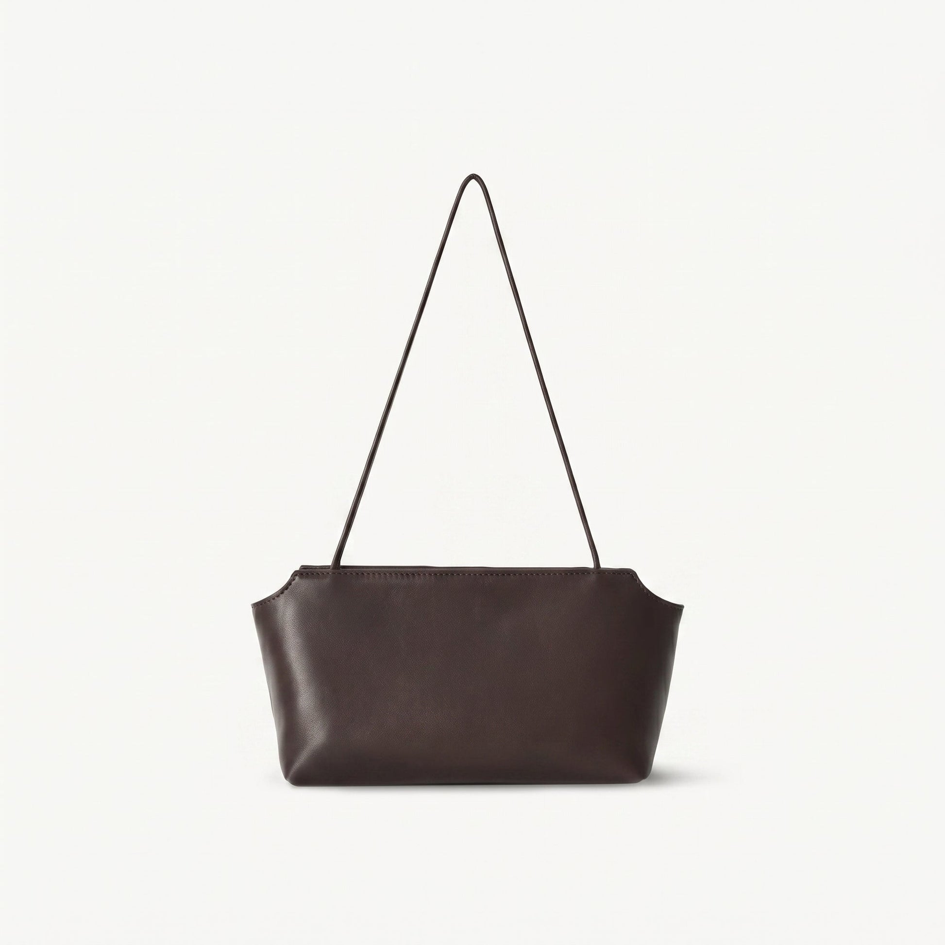 The Row Terrasse leather to-go bag in brown, front view — The Quiet Edition