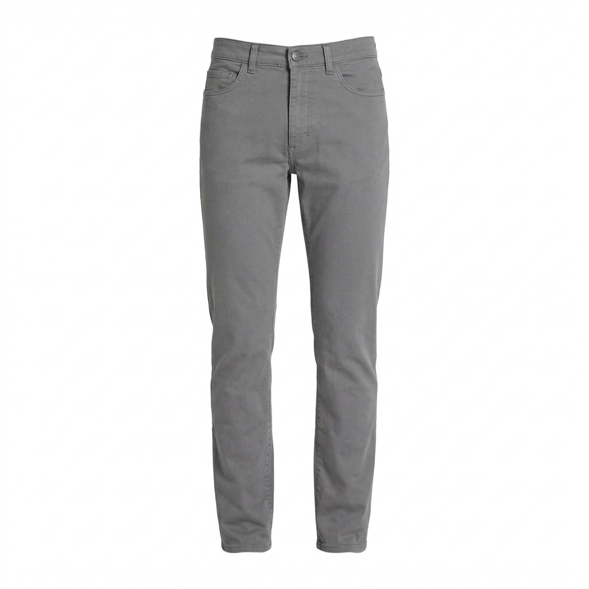 Z Zegna five-pocket cotton trousers in grey, front view — The Quiet Edition