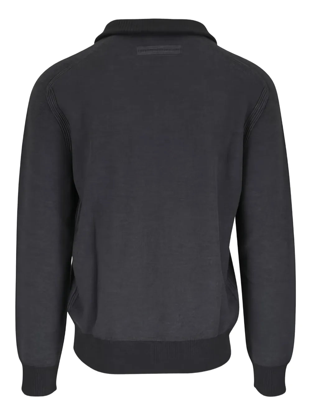 Zegna Cashmere and Silk Zip-Up Cardigan in grey, back view | The Quiet Edition