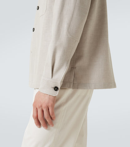 Zegna Linen Wool and Silk-Blend Overshirt in Brown, extra-7 — The Quiet Edition