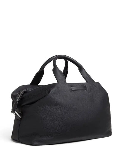 Zegna raglan deerskin holdall - black in Black, model back — The Quiet Edition