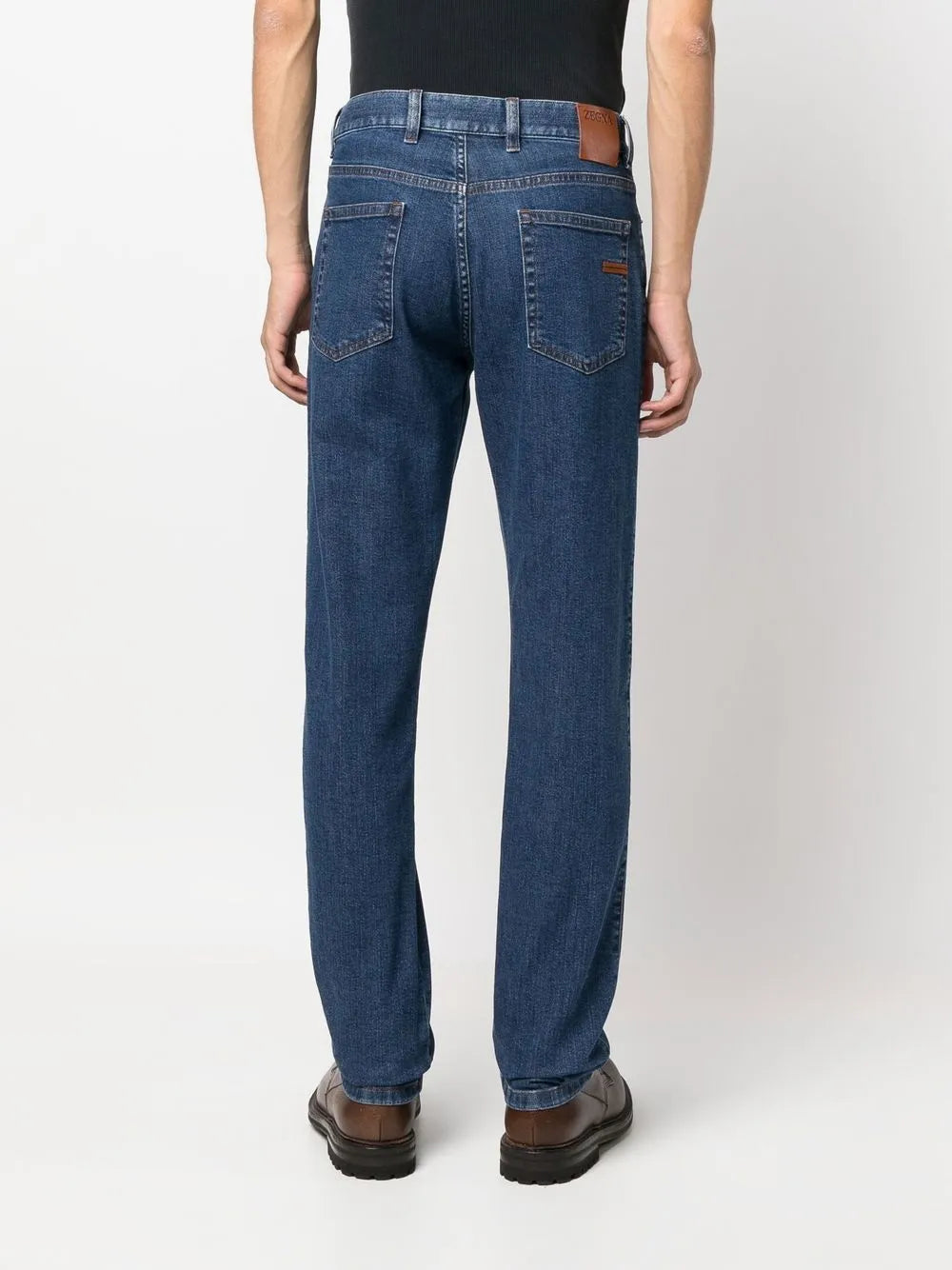 Zegna Roccia Slim-Fit Jeans in Blue, angle — The Quiet Edition