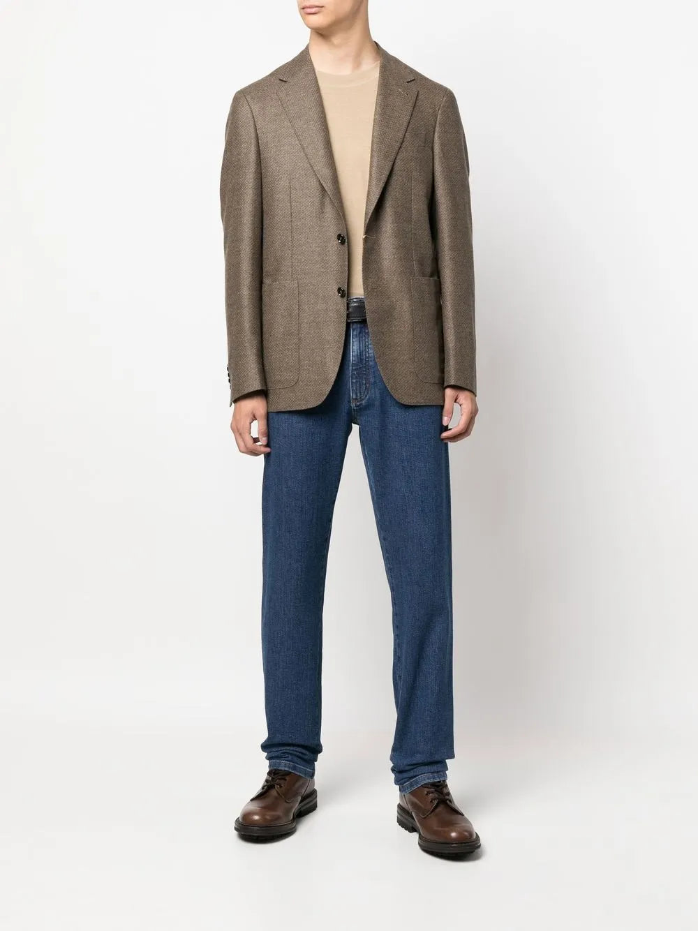 Zegna Roccia Slim-Fit Jeans in Blue, back — The Quiet Edition