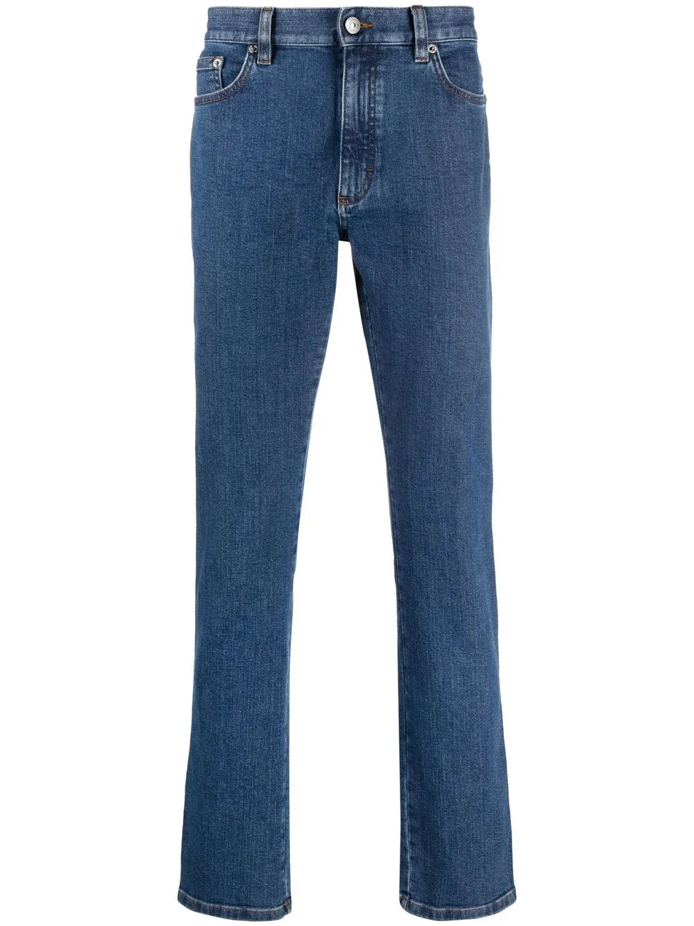 Zegna Roccia Slim-Fit Jeans in Blue, front — The Quiet Edition