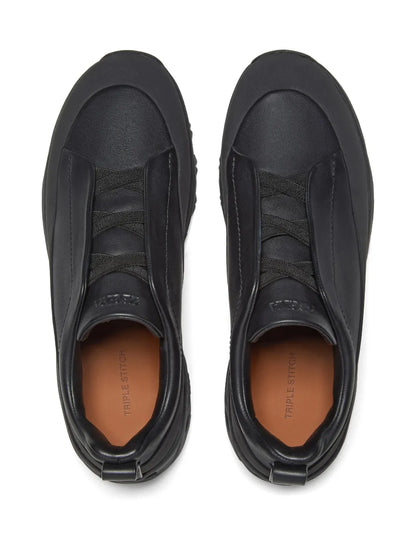 Zegna Triple Stitch Monte Leather Sneakers, top view | The Quiet Edition