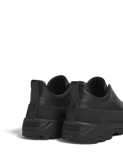 Zegna Triple Stitch Monte Leather Sneakers, back view | The Quiet Edition