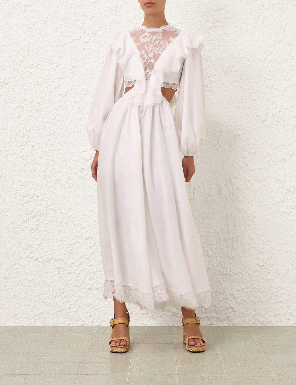 Zimmermann Sundance Lace Bodice Dress in Ivory, back — The Quiet Edition