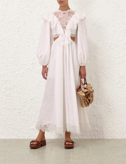Zimmermann Sundance Lace Bodice Dress in Ivory, extra — The Quiet Edition