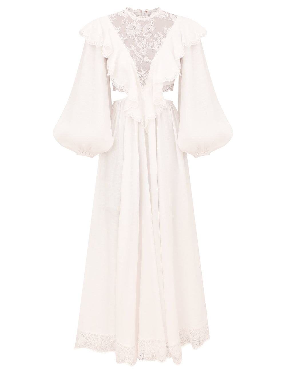Zimmermann Sundance Lace Bodice Dress in Ivory, front — The Quiet Edition